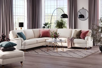 Howard Lyx 6-seters Venstrevendt L-formet Hjørnesofa i Fløyel - Kremhvit - Møbler - Sofaer - Howard sofa