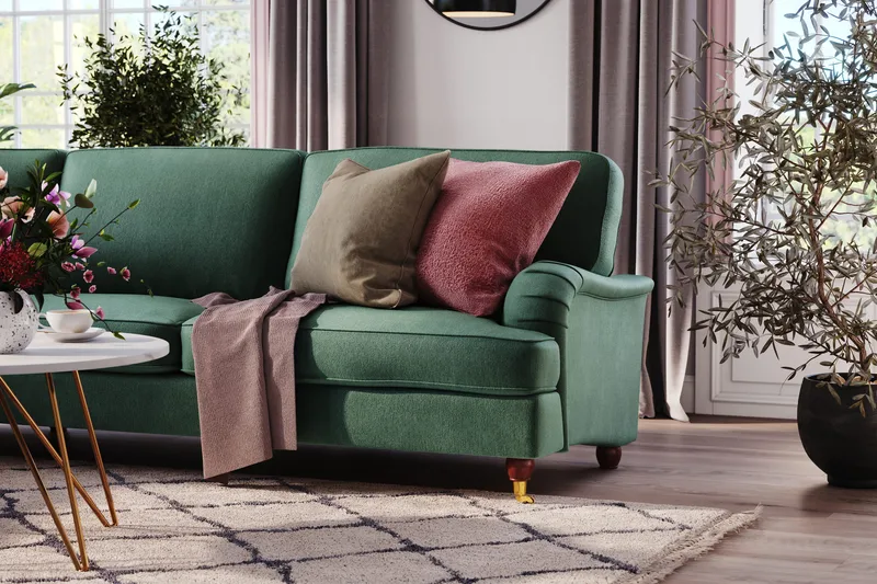 Howard Lyx 6-seters Venstrevendt L-formet Hjørnesofa i Fløyel - Mørk grønn - Møbler - Sofaer - Howard sofa