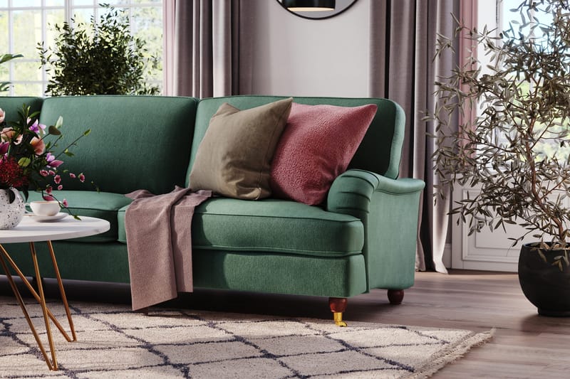 Howard Lyx 6-seters Venstrevendt L-formet Hjørnesofa i Fløyel - Mørk grønn - Møbler - Sofaer - Howard sofa