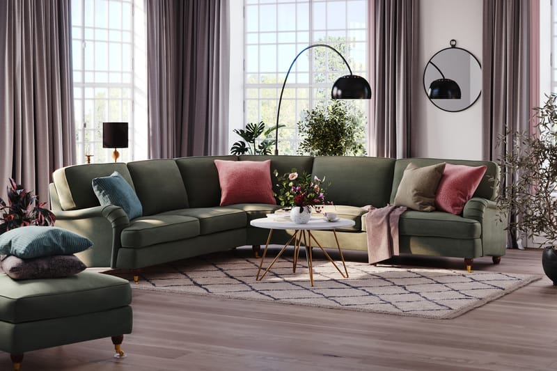 Howard Lyx 6-seters Venstrevendt L-formet Hjørnesofa i Manchester - Mørk grønn - Møbler - Sofaer - Howard sofa