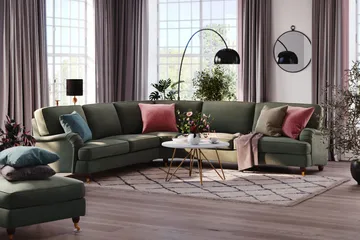Howard Lyx 6-seters Venstrevendt L-formet Hjørnesofa i Manchester - Mørk grønn - Møbler - Sofaer - Howard sofa