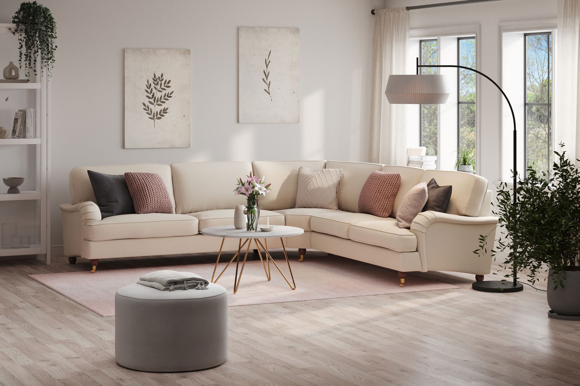 Howard Lyx 6-seters Venstrevendt L-formet Hjørnesofa i Stoff - Beige - Møbler - Sofaer - Howard sofa