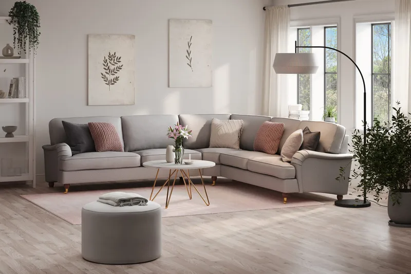 Howard Lyx 6-seters Venstrevendt L-formet Hjørnesofa i Stoff - Lys grå - Møbler - Sofaer - Howard sofa