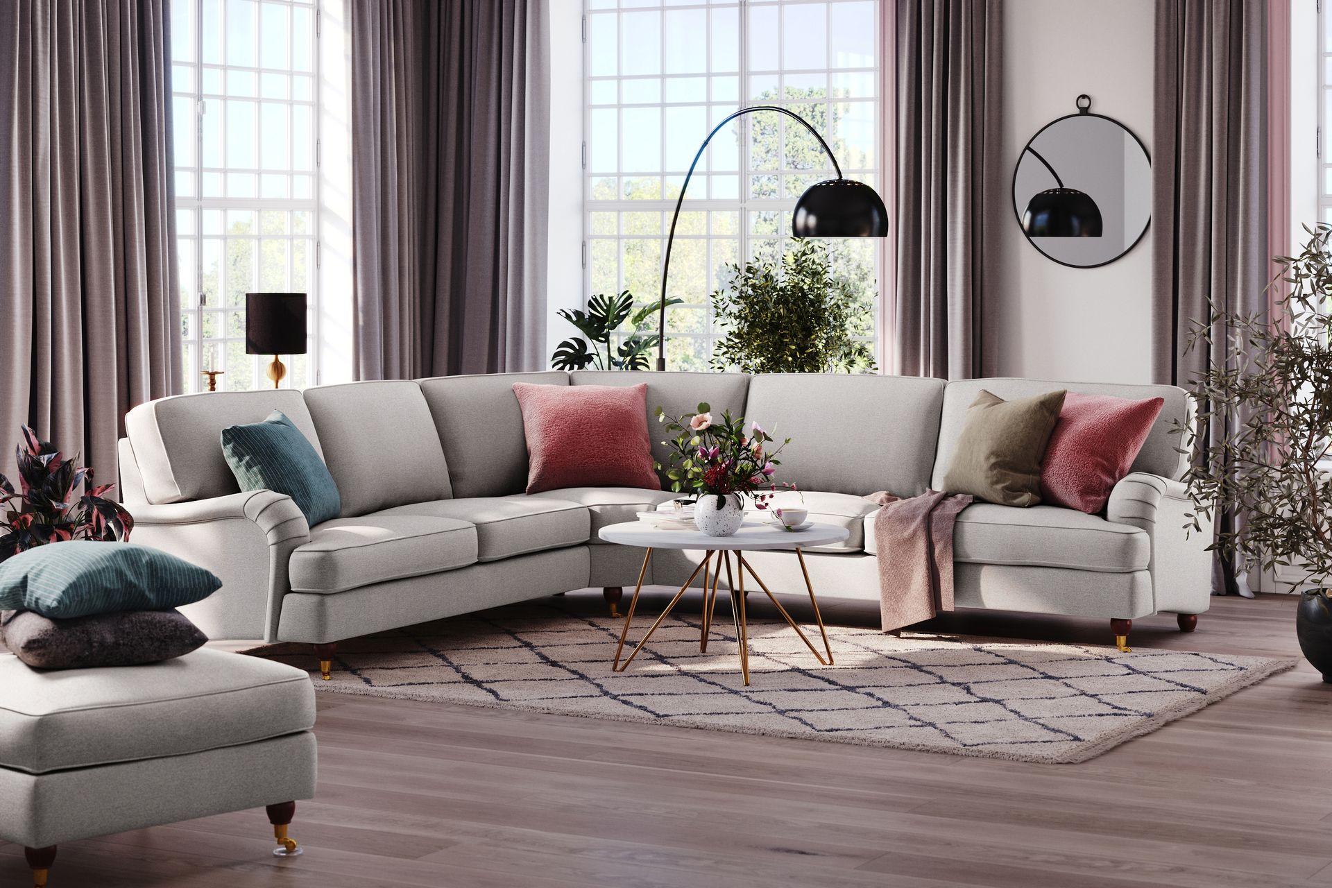 Howard Lyx 6-seters Venstrevendt L-formet Hjørnesofa i Stoff - Lys grå - Møbler - Sofaer - Howard sofa