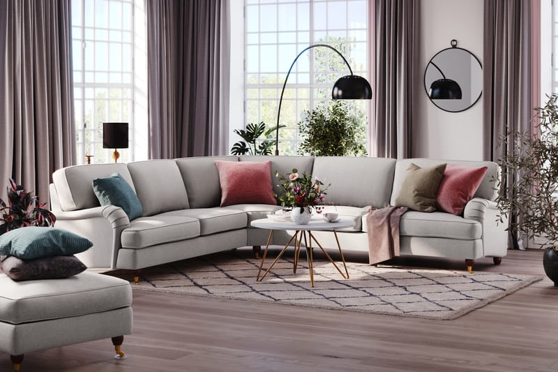 Howard Lyx 6-seters Venstrevendt L-formet Hjørnesofa i Stoff - Lys grå - Møbler - Sofaer - Howard sofa