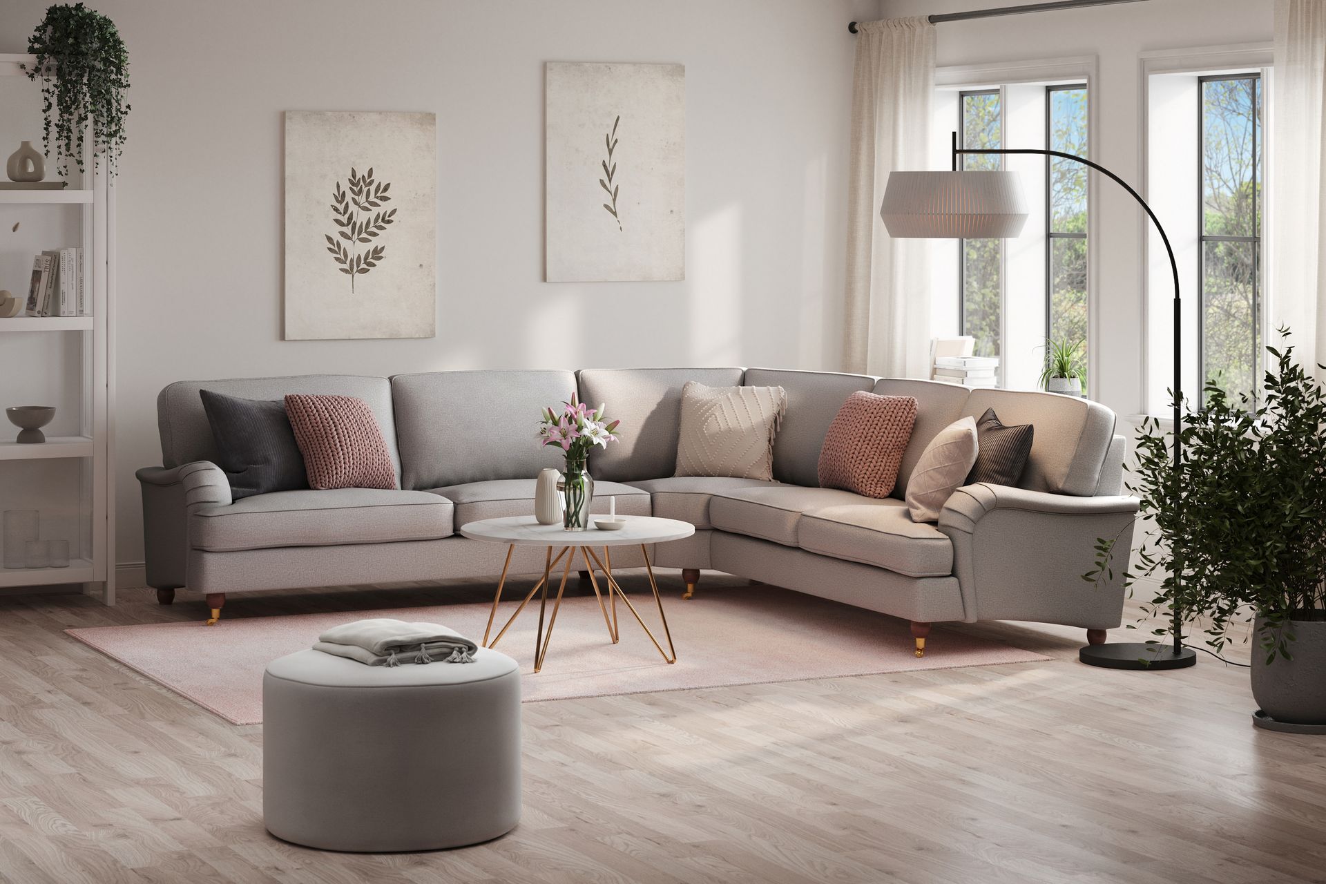 Howard Lyx 6-seters Venstrevendt L-formet Hjørnesofa i Stoff - Lys grå - Møbler - Sofaer - Howard sofa