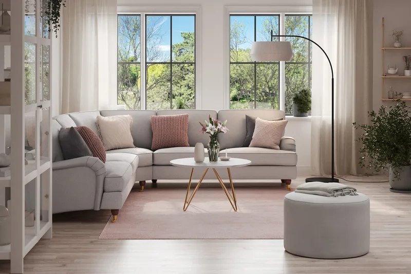 Howard Lyx 6-seters Venstrevendt L-formet Hjørnesofa i Stoff - Lys grå - Møbler - Sofaer - Howard sofa