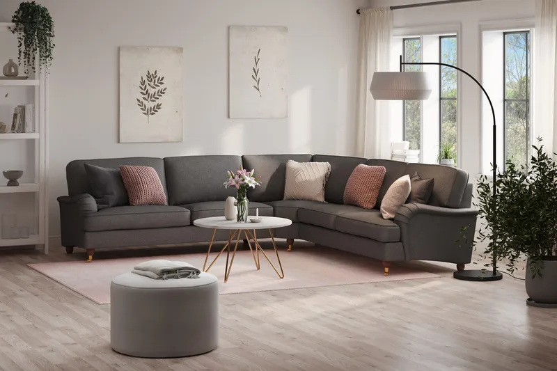 Howard Lyx 6-seters Venstrevendt L-formet Hjørnesofa i Stoff - Mørk grå - Møbler - Sofaer - Howard sofa