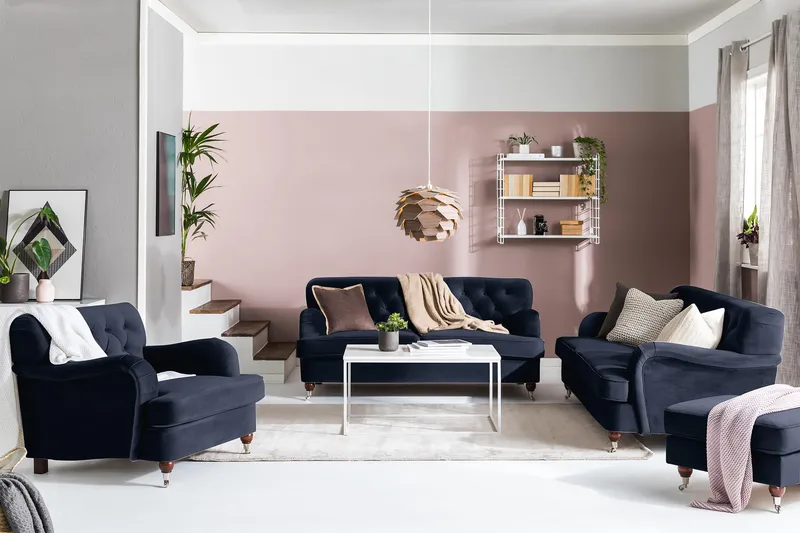 Howard Riviera 3-seters Fløyelssofa - Blå - Møbler - Sofaer - Howard sofa