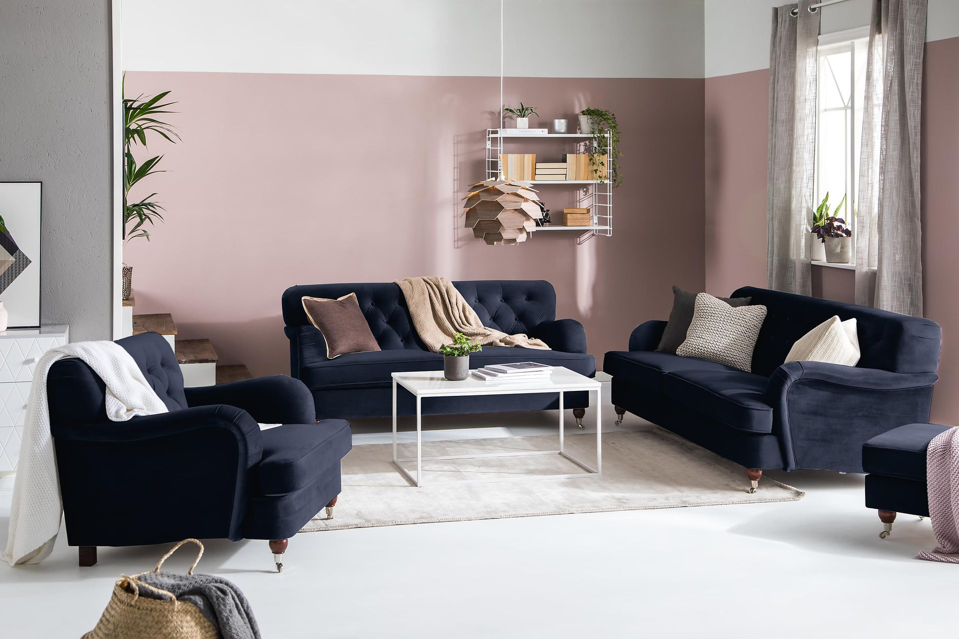 Howard Riviera 3-seters Fløyelssofa - Blå - Møbler - Sofaer - Howard sofa