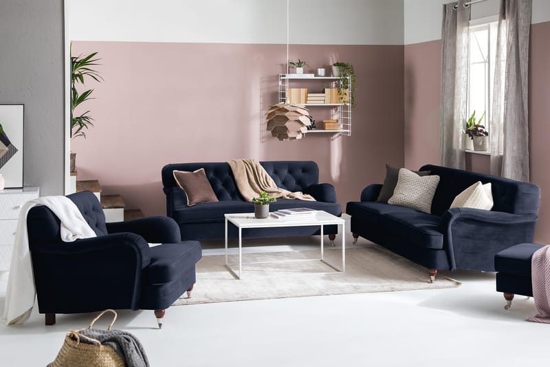 Howard Riviera 3-seters Fløyelssofa - Blå - Møbler - Sofaer - Howard sofa