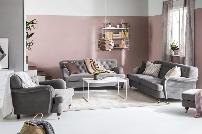 Howard Riviera 3-seters Fløyelssofa - Lys grå - Møbler - Sofaer - Howard sofa