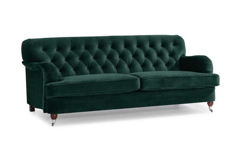 Howard Riviera 3-seters Sofa Fløyel - Mørkegrønn - Fløyel sofaer - Sofa 3 seter - Howard sofa