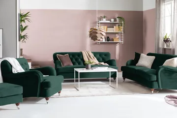 Howard Riviera 3-seters Svingt Fløyelssofa - Grønn - Møbler - Sofaer - Howard sofa