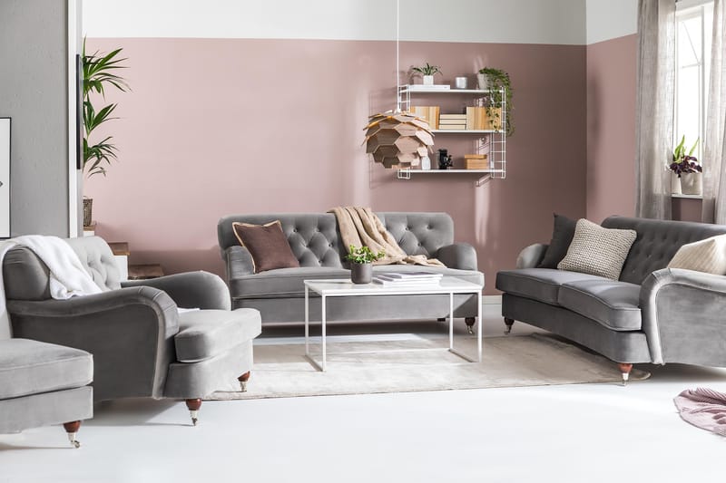 Howard Riviera 3-seters Svingt Fløyelssofa - Lys grå - Møbler - Sofaer - Howard sofa