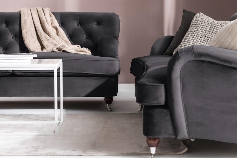Howard Riviera 3-seters Svingt Fløyelssofa - Mørk grå - Møbler - Sofaer - Howard sofa