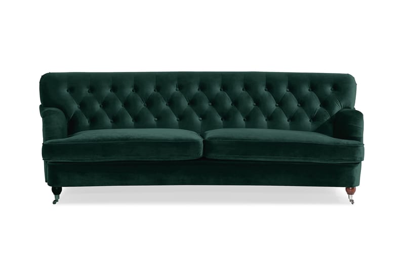 Howard Riviera Buet 3-seters Sofa Fløyel - Mørkegrønn - Howard sofa - Fløyel sofaer - Sofa 3 seter