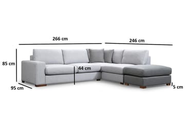 Huelva 3-seter Høyre L-formet Sofa med Sjeselong Dyp med Fotpall i Stoff - Grå - Møbler - Sofaer - Sofa med sjeselong