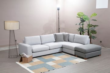 Huelva 3-seter Høyre L-formet Sofa med Sjeselong Dyp med Fotpall i Stoff - Grå - Møbler - Sofaer - Sofa med sjeselong