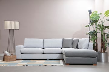 Huelva 3-seter Høyre L-formet Sofa med Sjeselong Dyp med Fotpall i Stoff - Grå - Møbler - Sofaer - Sofa med sjeselong