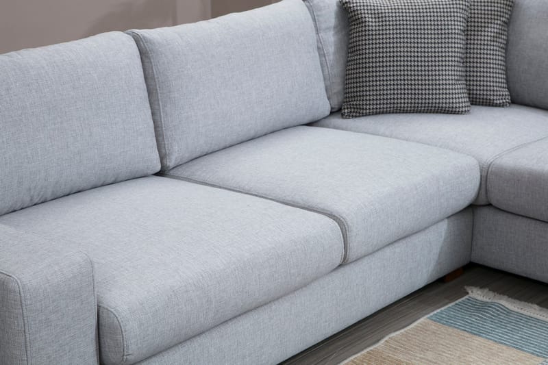 Huelva 3-seter Høyre L-formet Sofa med Sjeselong Dyp med Fotpall i Stoff - Grå - Møbler - Sofaer - Sofa med sjeselong