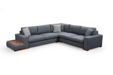 Huelva 5-seter Venstrevendt L-formet Hjørnesofa 323 cm med Sidebord i Stoff - Grå - Møbler - Sofaer - Hjørnesofa
