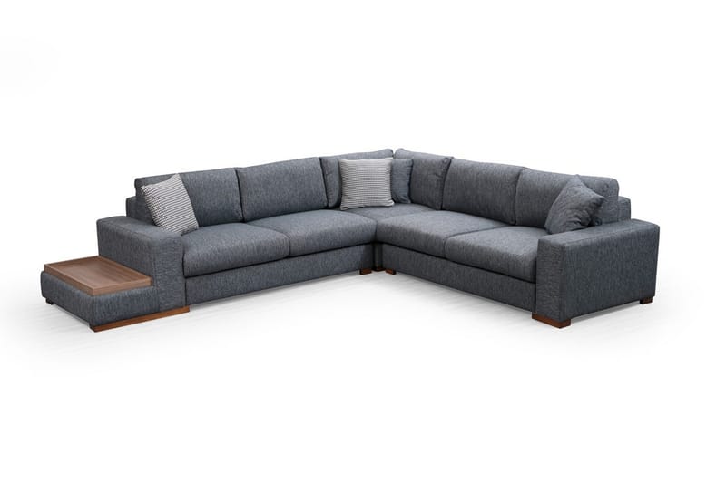 Huelva 5-seter Venstrevendt L-formet Hjørnesofa 323 cm med Sidebord i Stoff - Grå - Møbler - Sofaer - Hjørnesofa