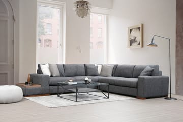 Huelva 5-seter Venstrevendt L-formet Hjørnesofa 323 cm med Sidebord i Stoff - Grå - Møbler - Sofaer - Hjørnesofa