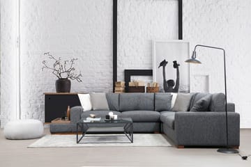 Huelva 5-seter Venstrevendt L-formet Hjørnesofa 323 cm med Sidebord i Stoff - Grå - Møbler - Sofaer - Hjørnesofa