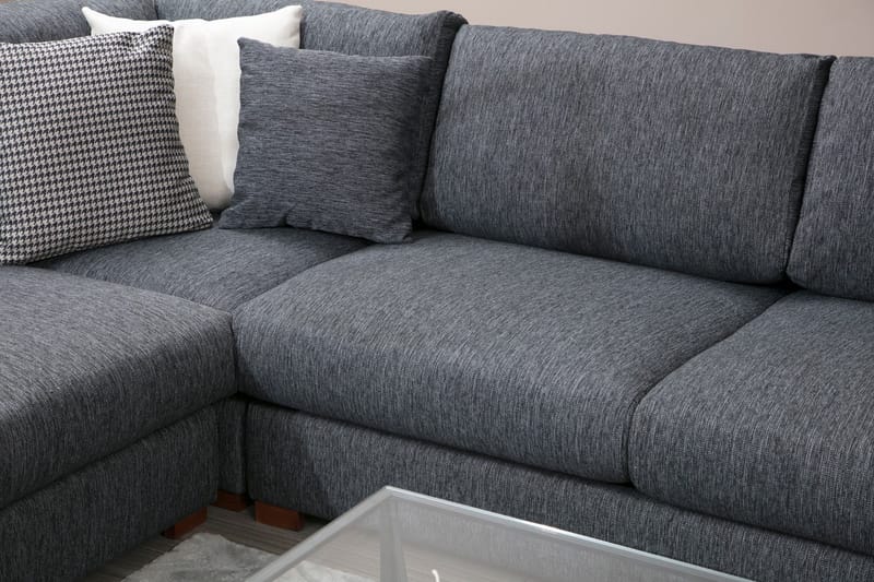 Huelva 5-seter Venstrevendt L-formet Hjørnesofa 323 cm med Sidebord i Stoff - Grå - Møbler - Sofaer - Hjørnesofa