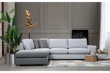 Huelva 5-seter Venstrevendt L-formet Sofa med Sjeselong 308 cm i Stoff - Grå - Møbler - Sofaer - Sofa med sjeselong