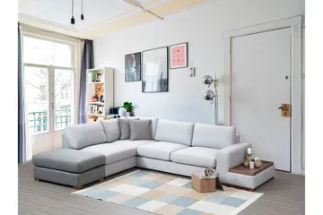 Huelva 5-seter Venstrevendt L-formet Sofa med Sjeselong 308 cm i Stoff - Grå - Møbler - Sofaer - Sofa med sjeselong