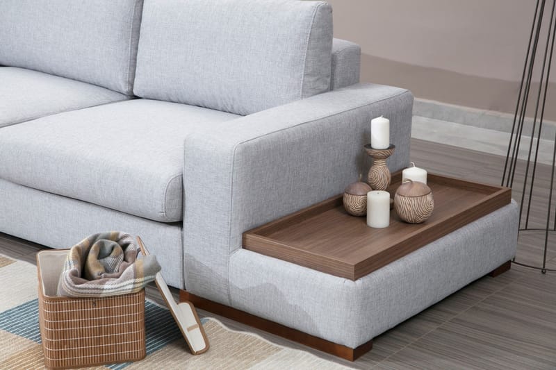 Huelva 5-seter Venstrevendt L-formet Sofa med Sjeselong 308 cm i Stoff - Grå - Møbler - Sofaer - Sofa med sjeselong