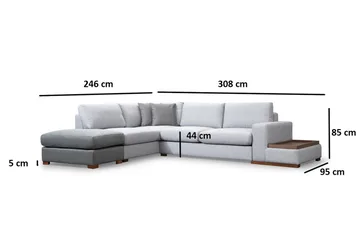Huelva 5-seter Venstrevendt L-formet Sofa med Sjeselong 308 cm i Stoff - Grå - Møbler - Sofaer - Sofa med sjeselong