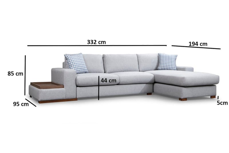 Huelva Divansofa - Grå - Møbler - Sofaer - Sofa med sjeselong