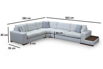 Huelva Høyrevendt L-formet Hjørnesofa 363 cm i Stoff med Sidebord - Lyseblågrå - Møbler - Sofaer - Hjørnesofa