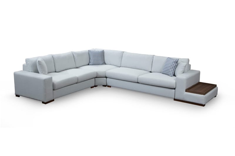 Huelva Høyrevendt L-formet Hjørnesofa 363 cm i Stoff med Sidebord - Lyseblågrå - Møbler - Sofaer - Hjørnesofa