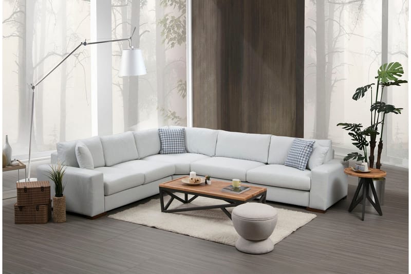 Huelva Venstrevendt L-formet Hjørnesofa 322 cm i Stoff med Brede Armlener - Isblå - Møbler - Sofaer - Hjørnesofa