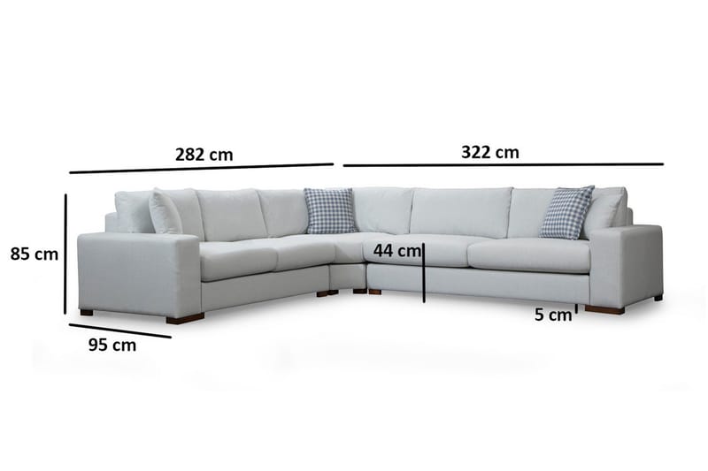 Huelva Venstrevendt L-formet Hjørnesofa 322 cm i Stoff med Brede Armlener - Isblå - Møbler - Sofaer - Hjørnesofa