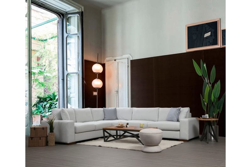 Huelva Venstrevendt L-formet Hjørnesofa 322 cm i Stoff med Brede Armlener - Isblå - Møbler - Sofaer - Hjørnesofa