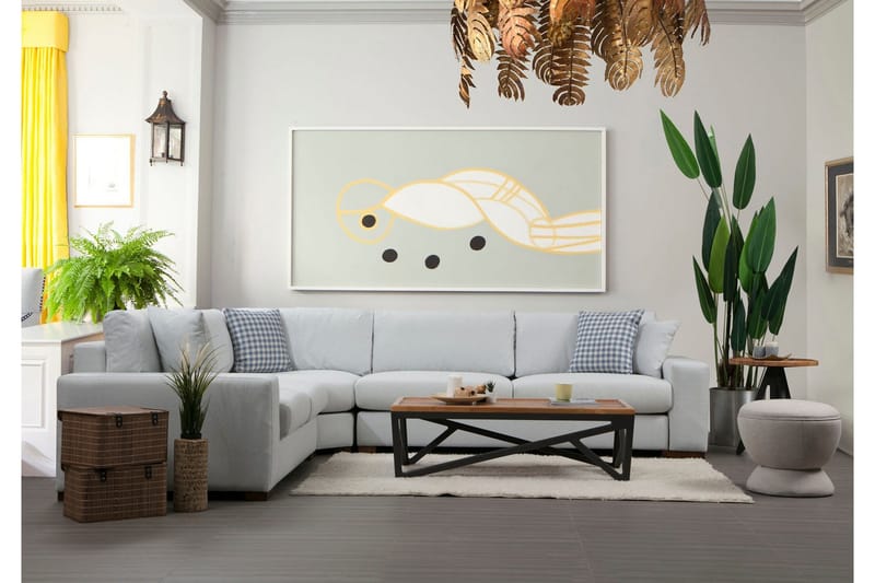 Huelva Venstrevendt L-formet Hjørnesofa 322 cm i Stoff med Brede Armlener - Isblå - Møbler - Sofaer - Hjørnesofa