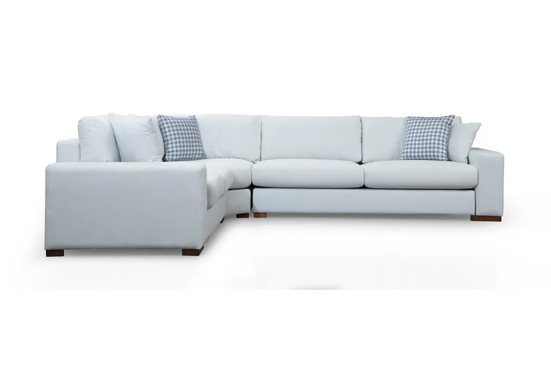 Huelva Venstrevendt L-formet Hjørnesofa 322 cm i Stoff med Brede Armlener, Isblå