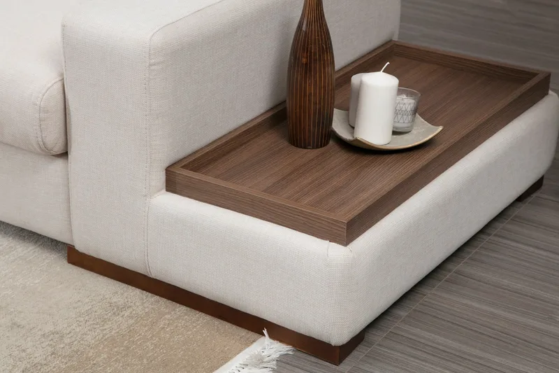 Huelva Venstrevendt L-formet Sofa med Sjeselong 312 cm i Stoff - Kremhvit - Møbler - Sofaer - Sofa med sjeselong