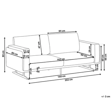 Idre 3-seter Sofa i Stoff med Metallben - Hvit|Svart - Møbler - Sofaer - Sofa 3 seter