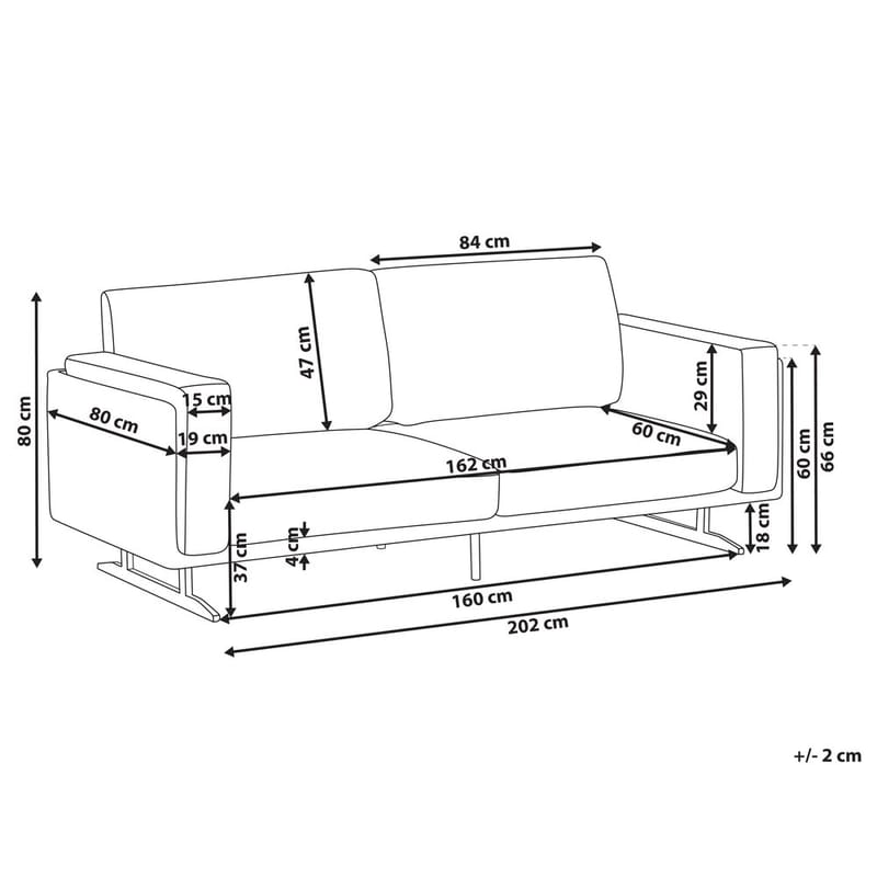 Idre 3-seter Sofa i Stoff med Metallben - Hvit|Svart - Møbler - Sofaer - Sofa 3 seter