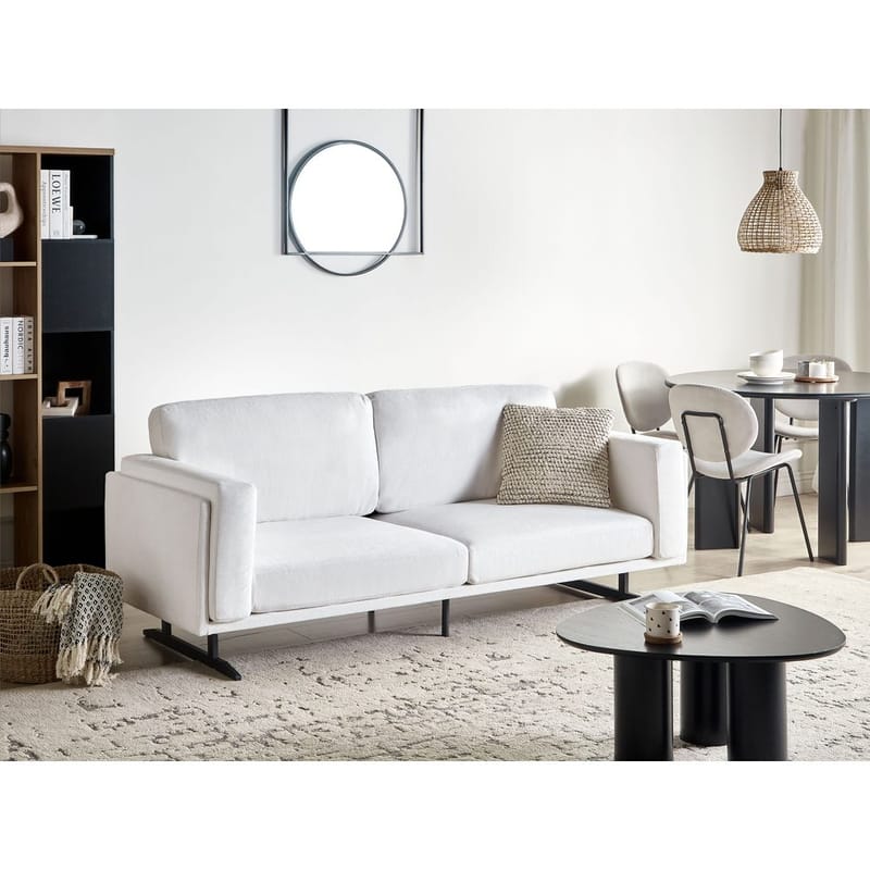 Idre 3-seter Sofa i Stoff med Metallben - Hvit|Svart - Møbler - Sofaer - Sofa 3 seter
