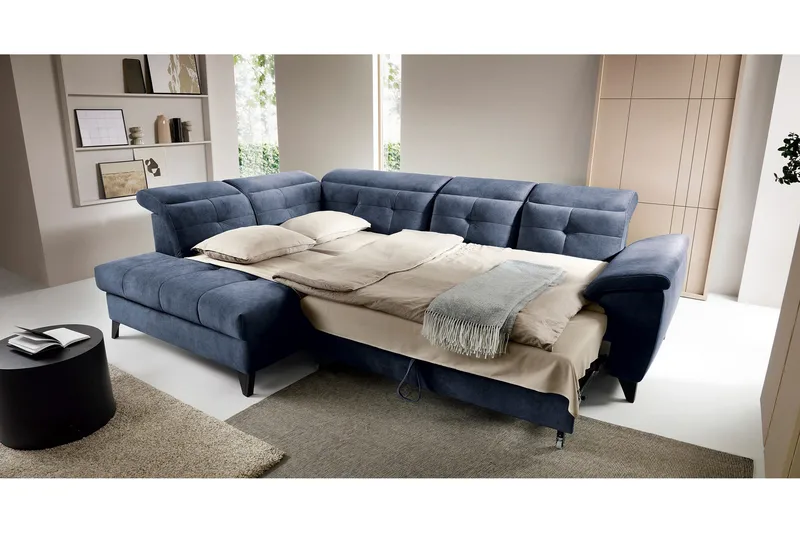 Inferne 5-seters Sofa med Sjeselong - Mørkeblå - Møbler - Sofaer - Sofa med sjeselong