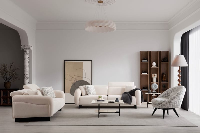 Ingang 3-seters sofa Chenille - Hvit - Møbler - Sofaer - Sofa 3 seter