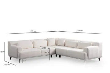 Jaguar 4-seters Sofa med Divan - Hvit - Møbler - Sofaer - Sofa med sjeselong