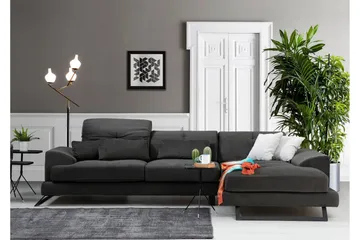 Jaraad Hjørnesofa med Divan Høyre - Svart - Møbler - Sofaer - Sofa med sjeselong